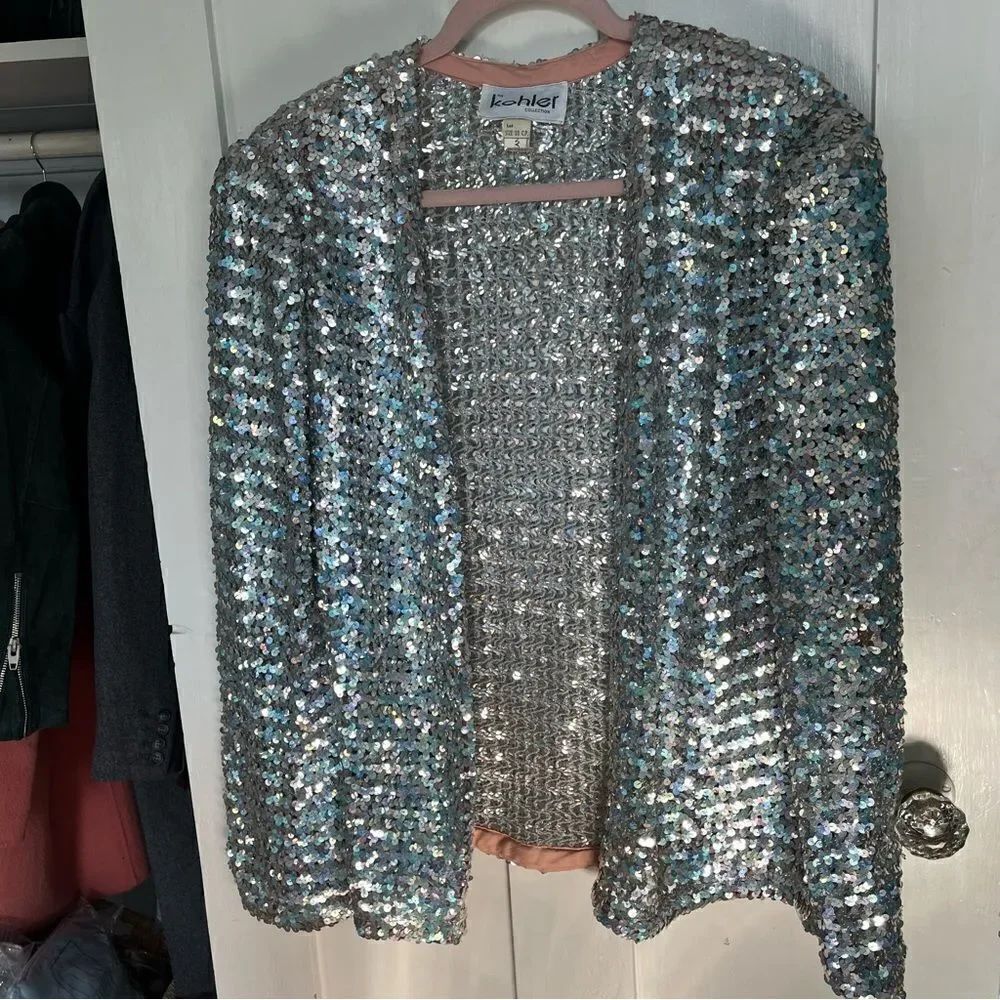 Vintage Sequins Silver 70’s Jacket - Picture 5 of 9